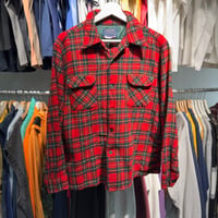 PENDLETON 70S OPEN COLLAR WOOL SHIRT RED LARGE 77410