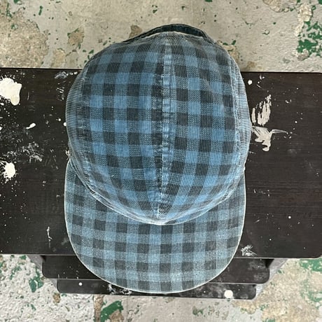 90S GAP CORDUROY CHECK JET CAP BLUE/BLACK CAP 17976