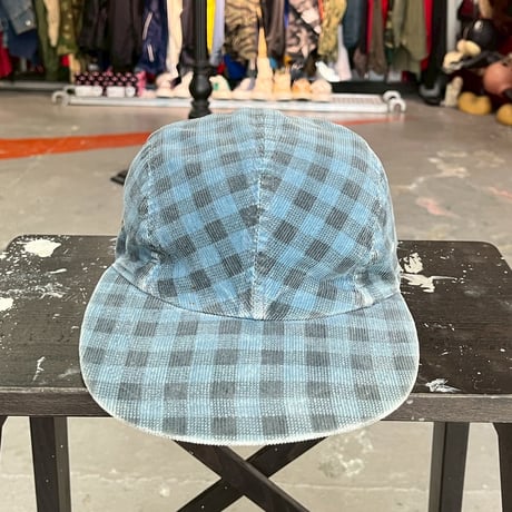 90S GAP CORDUROY CHECK JET CAP BLUE/BLACK CAP 17976