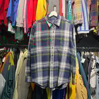 GAP 90S FLANNEL SHIRT NAVY/GREEN MEDIUM 18109