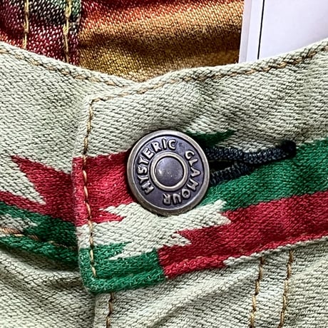HYSTERIC GLAMOUR NATIVE JACQUARD CROPPED PANT GREEN MEDIUM 0292AP08 17915