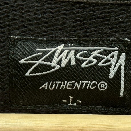 STUSSY SNAP BUTTON SWEAT HOODIE  BLACK LARGE 47754