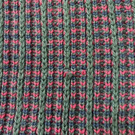 L.L.BEAN BIRDS EYE V NECK WOOL KNIT RED fits XL 35468