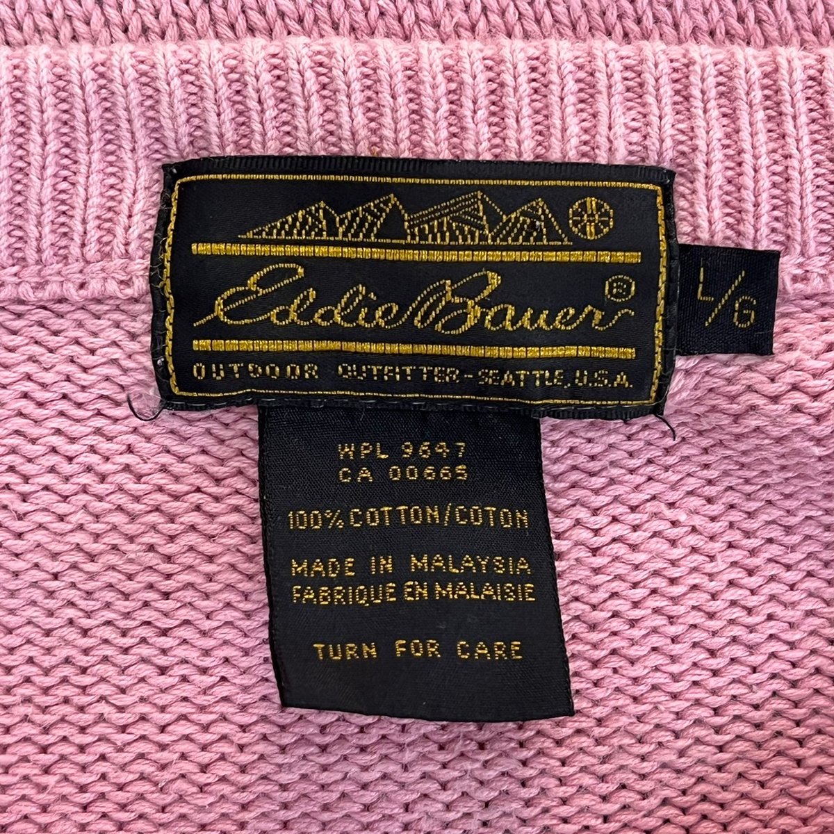 EDDIE BAUER 90S COTTON BORDER KNIT PINK/NAVY LA
