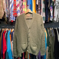 VINTAGE 60S PEBBLE BEACH CROCHET CARDIGAN GREEN 44 79100