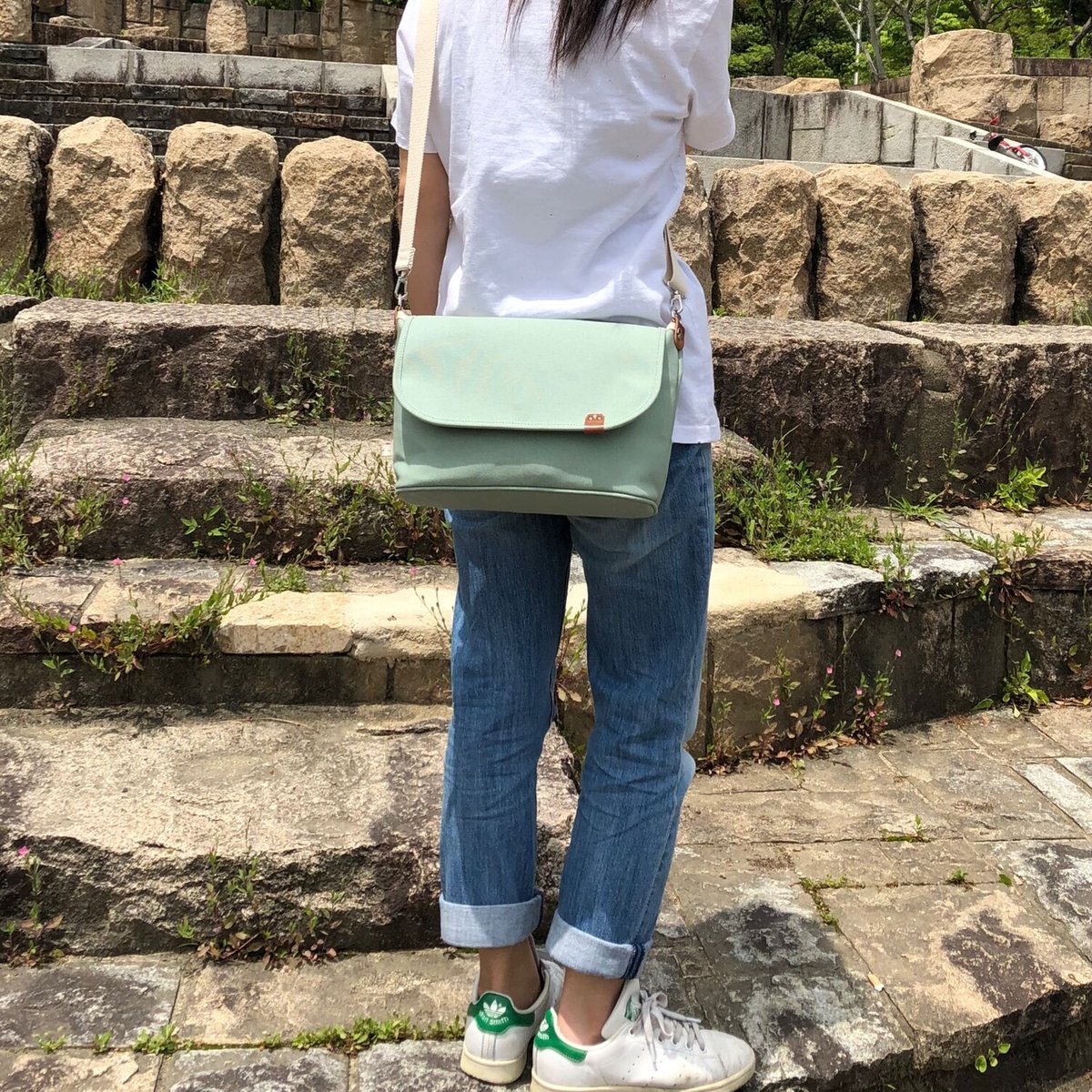 【ミーコ&ターボ】30cmファスナーショルダーバッグ　倉敷帆布 Earthハネ付きショルダートート TA-ER008 – 倉敷帆布オンライン