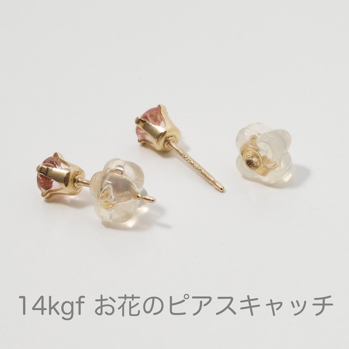 新品未使用　天然トパーズ　天然ガーネット　フラワーピアス　パワーストーン アクセサリーのプレゼント K18YG ピアス ガーネット/アメジスト
