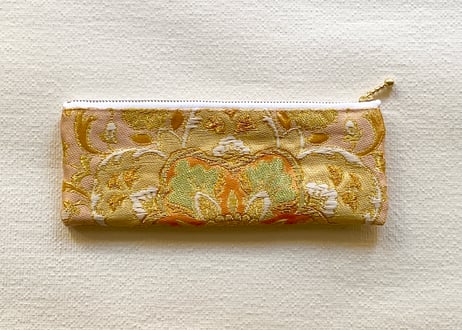 着物帯ペンケース【金・唐花】