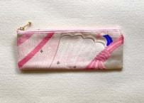 着物帯ペンケース【ピンク・蝶】