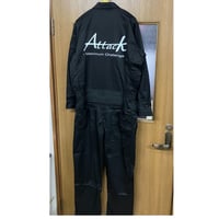 Attackツナギ　ブラック　ロゴ白　Ｌ