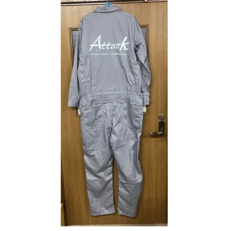 Attackツナギ　グレー　ロゴ白　Ｌ