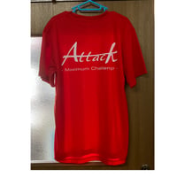 Attack ドライTシャツ  　赤 × ロゴ白　　L