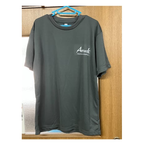 Attack ドライTシャツ  　グレー × ロゴ白　　L