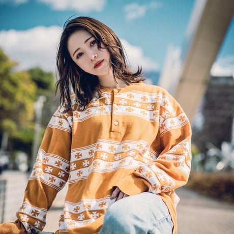 Jacquard Henley L/S tee