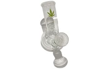 【ボング】ガラス製/水パイプ/フラスコ/14.5cm/マリファナ柄/火皿大きめ