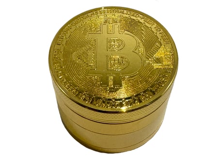 【タバコ用グラインダー】ビットコイン柄/金色/ド派手/4層構造/直径5cm/全面プリント/クラッシャー
