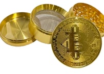 【タバコ用グラインダー】ビットコイン柄/金色/ド派手/4層構造/直径5cm/全面プリント/クラッシャー