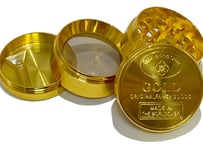 【タバコ用グラインダー】ゴールド/金色/インゴット/4層構造/直径4cm/小型/アルミ合金製/クラッシャー