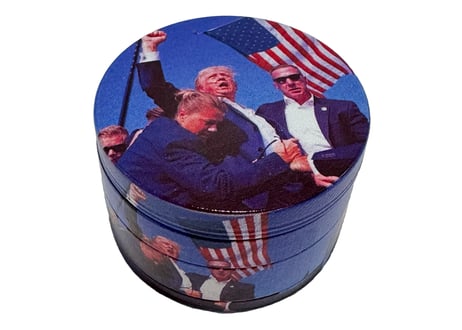 【タバコ用グラインダー】トランプ大統領/ブルー/4層構造/直径6.2cm/特大/全面プリント/クラッシャー