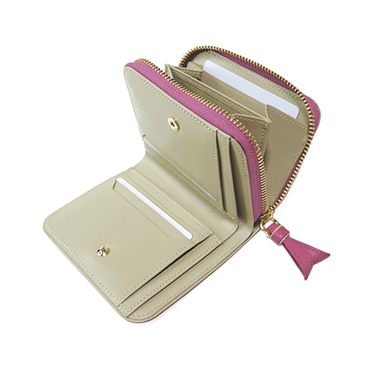 Ruban ラウンドファスナー 二つ折り財布 Fuchsia / フューシャ