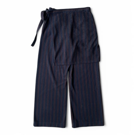 PHEENY / Cotton inray stripe pants with apron