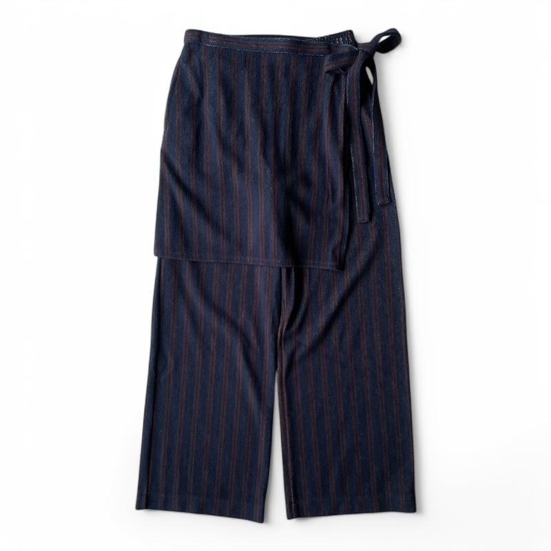 PHEENY ストライプ　エプロンパンツ PHEENY / Cotton inray stripe pants with apron |