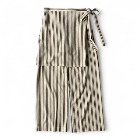 PHEENY / Cotton inray stripe pants with apron