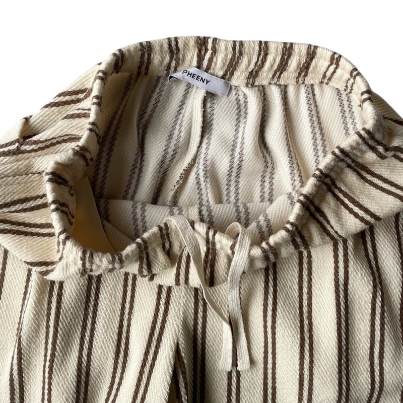 PHEENY ストライプ　エプロンパンツ PHEENY / Cotton inray stripe pants with apron |