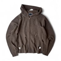 PHINGERIN / HOLE KNIT ZIP HOODIE