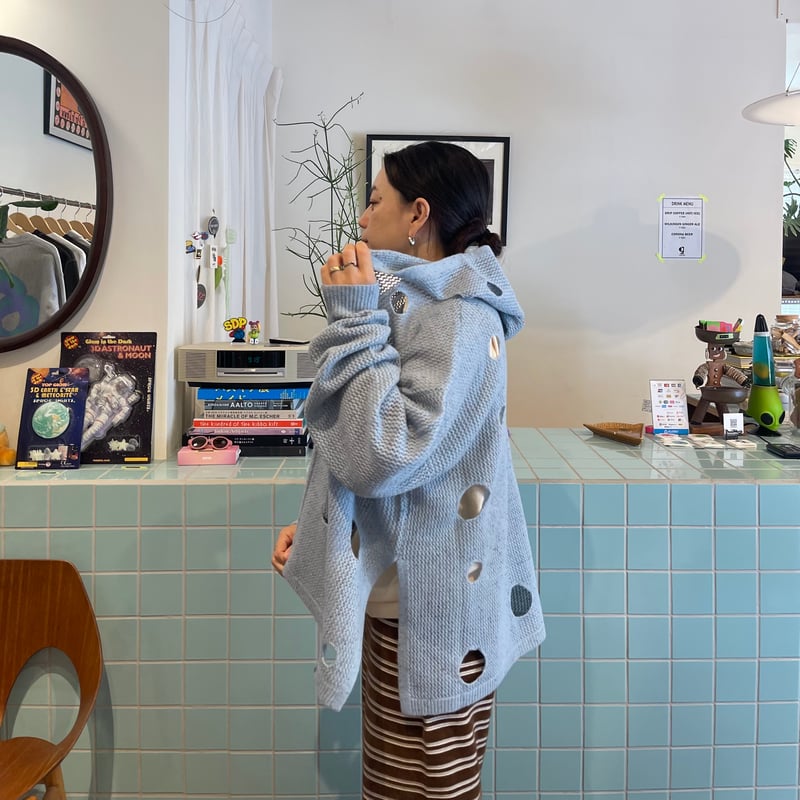 PHINGERIN / HOLE KNIT ZIP HOODIE | FLUTTER