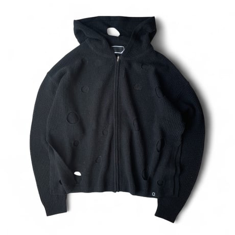 PHINGERIN / HOLE KNIT ZIP HOODIE