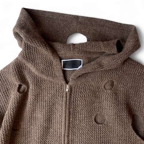 PHINGERIN / HOLE KNIT ZIP HOODIE