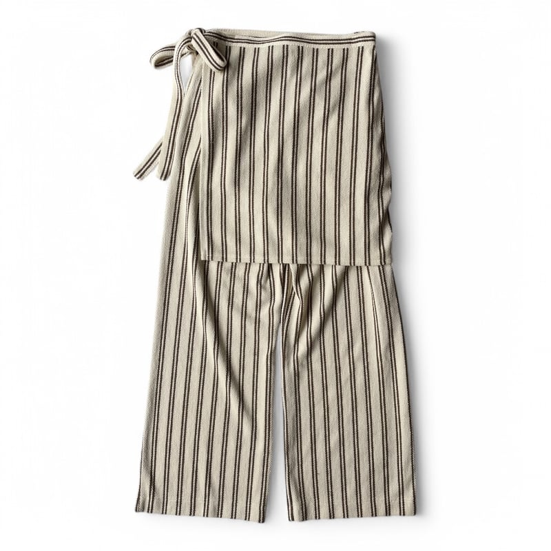 PHEENY / Cotton inray stripe pants with apron |