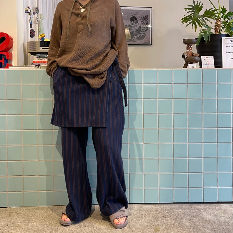 PHEENY / Cotton inray stripe pants with apron |