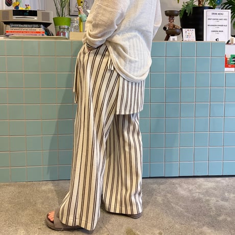 PHEENY / Cotton inray stripe pants with apron