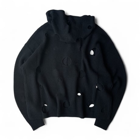 PHINGERIN / HOLE KNIT ZIP HOODIE