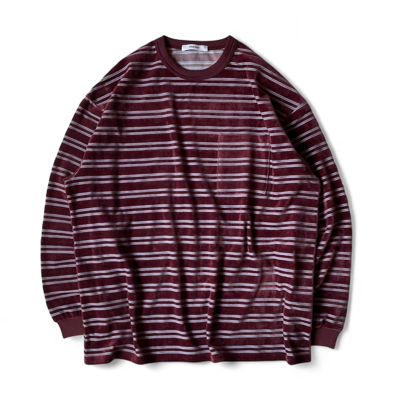 トップス PHEENY/VELOURS BORDER L/S(BURGUNDY) PHEENY] フィーニー Velvet border L/S(BURGUNDY)