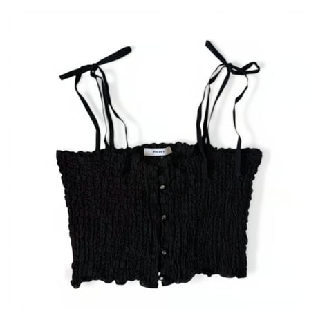 トップス PHEENY Shrink Lace FrillCamisole black PHEENY / Shrink Lace FrillCamisole | FLUTTER