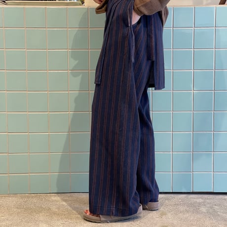 PHEENY / Cotton inray stripe pants with apron