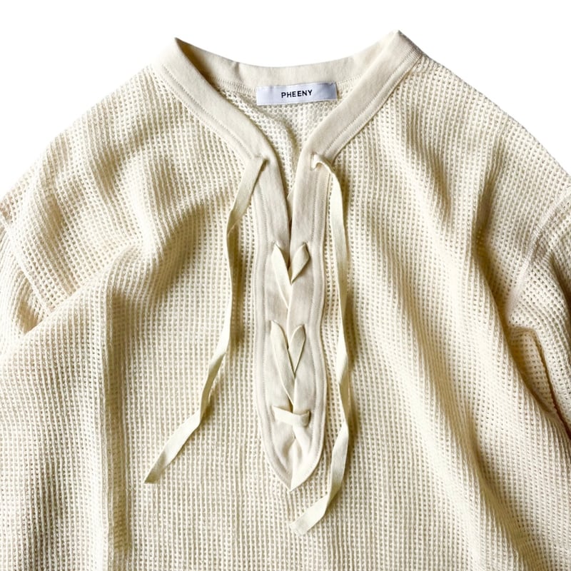 PHEENY Basket mesh L/S メッシュトップス長袖 PHEENY/BASKET MESH LACE UP L/S(LAVENDER)