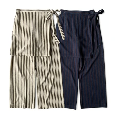 PHEENY / Cotton inray stripe pants with apron