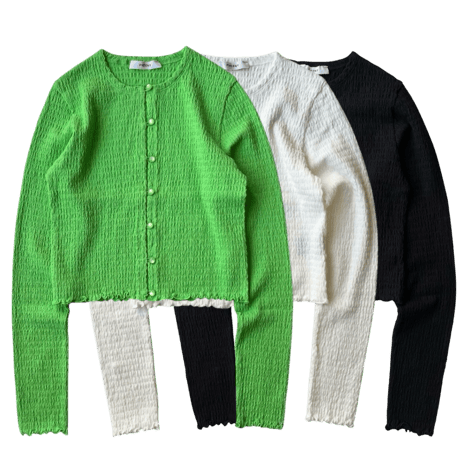 PHEENY / Cotton Shirring Cardigan