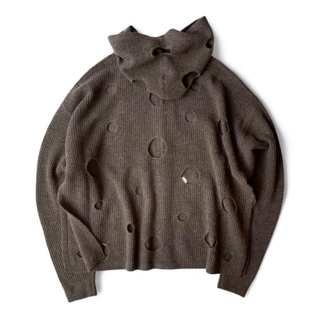 PHINGERIN / HOLE KNIT ZIP HOODIE