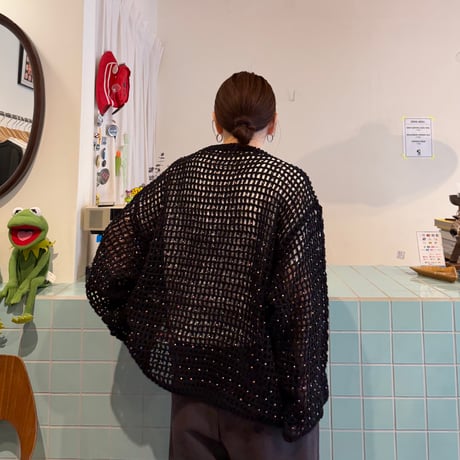 MacMahon Knitting Mills / Beaded Mesh Cardigan