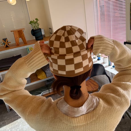 SAVE SHOCK /  CHECKER BOARD BEANIE