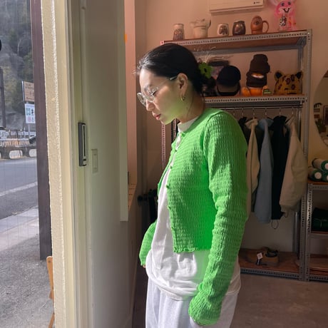 PHEENY / Cotton Shirring Cardigan