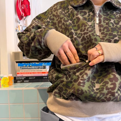 PHINGERIN / HALF-ZIP COLLAR SWEATSHIRT LEOPARD