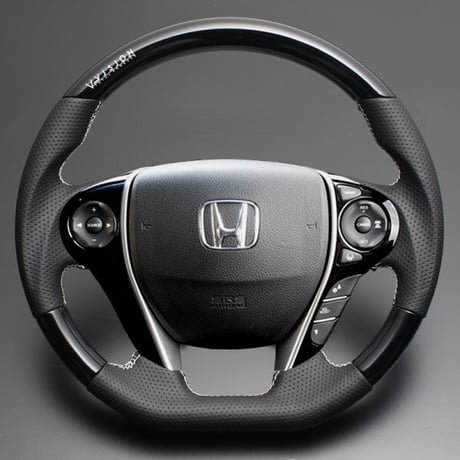 オデッセイ(RC1/RC2/RC3/RC4) V-VISIONオリジナルロゴ入りステアリング（ピアノブラック×ホワイトステッチ）