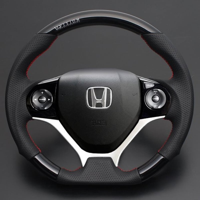 ジェイド V-VISIONオリジナルロゴ入りステアリング（ピアノブラック