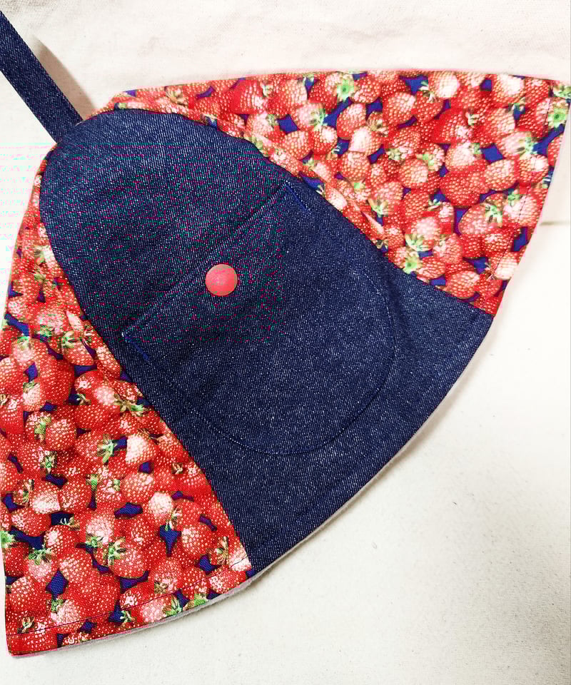 サウナハット☆小さなイチゴ×デニム | SAUNA HAT kikorin's hat STORE